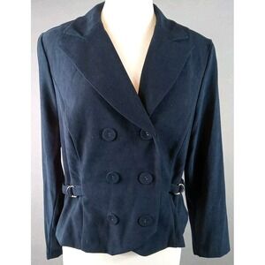 Dorby Womens Blazer Jacket Double Breasted Navy Blue‎ Long Sleeve Corpcore Sz 12